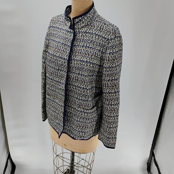 LAFAYETTE 148 Regatta Multi color Cotton Blend Snap Button Jacket tweed academia - Picture 2 of 12